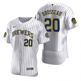 Men's Milwaukee Brewers Mike Brosseau White Authentic Home Jersey