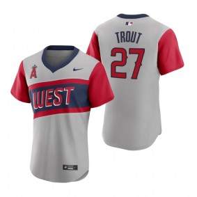 Men's Los Angeles Angels Mike Trout Nike Gray 2021 Little League Classic Road Authentic Jersey