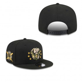 Men's Milwaukee Brewers Black 2024 Armed Forces Day 9FIFTY Snapback Hat