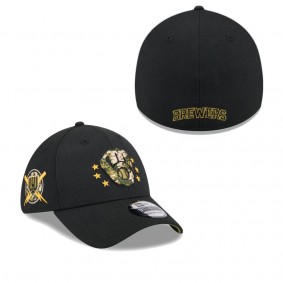 Men's Milwaukee Brewers Black 2024 Armed Forces Day 39THIRTY Flex Hat
