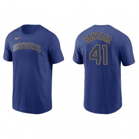 Men's Milwaukee Brewers Carlos Santana Royal Name Number T-Shirt