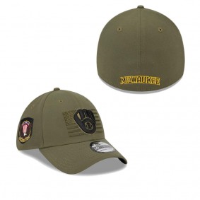 Men's Milwaukee Brewers Green 2023 Armed Forces Day 39THIRTY Flex Hat