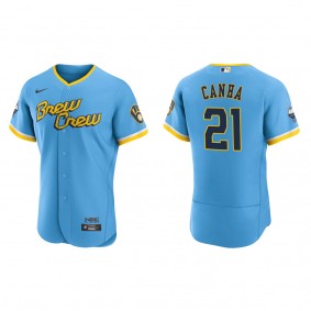 Men's Milwaukee Brewers Mark Canha Powder Blue City Connect Authentic Jersey
