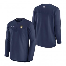 Men's Milwaukee Brewers Nike Navy Authentic Collection Game Time Performance Half-Zip Top