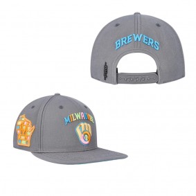Milwaukee Brewers Pro Standard Washed Neon Snapback Hat Gray