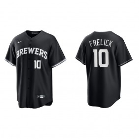 Men's Milwaukee Brewers Sal Frelick Black White Replica Official Jersey