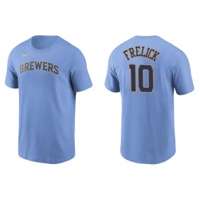 Men's Milwaukee Brewers Sal Frelick Light Blue Name Number T-Shirt