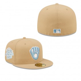 Men's Milwaukee Brewers Tan 2002 MLB All-Star Game Sky Blue Undervisor 59FIFTY Fitted Hat