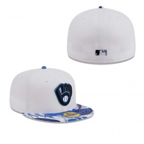 Men's Milwaukee Brewers White Blue Flamingo 59FIFTY Fitted Hat