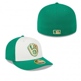 Men's Milwaukee Brewers White Green 2024 St. Patrick's Day Low Profile 59FIFTY Fitted Hat