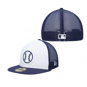 Men's Milwaukee Brewers White Navy 2023 On-Field Batting Practice 59FIFTY Fitted Hat