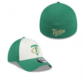 Men's Minnesota Twins White Green 2024 St. Patrick's Day 39THIRTY Flex Fit Hat