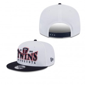 Men's Minnesota Twins White Navy Crest 9FIFTY Snapback Hat