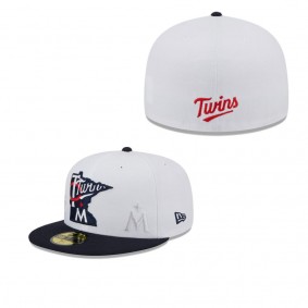 Men's Minnesota Twins White Navy State 59FIFTY Fitted Hat