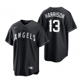 Men's Los Angeles Angels Monte Harrison Black White Replica Official Jersey