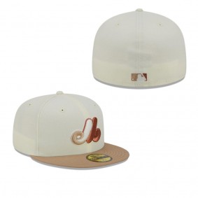 Men's Montreal Expos Cream Chrome Camel Rust Undervisor 59FIFTY Fitted Hat