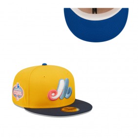 Men's Montreal Expos Gold Azure Cooperstown Collection Logo Undervisor 59FIFTY Fitted Hat