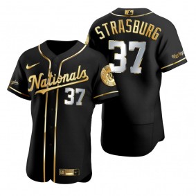 Washington Nationals Stephen Strasburg Nike Black Gold Edition Authentic Jersey