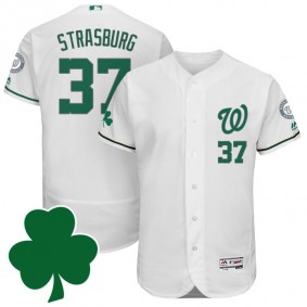 Male Washington Nationals #37 Stephen Strasburg St. Patricks Day Green Celtic Flexbase Collection Jersey