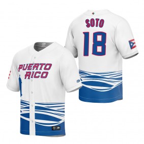 Neftali Soto Men's Puerto Rico Baseball White 2023 World Baseball Classic Replica Jersey