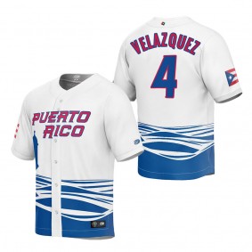 Nelson Velazquez Men's Puerto Rico Baseball White 2023 World Baseball Classic Replica Jersey