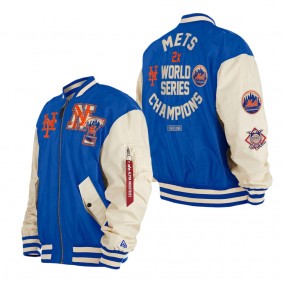 Men's New York Mets x Alpha Industries Royal Team Reversible Full-Zip Bomber Jacket