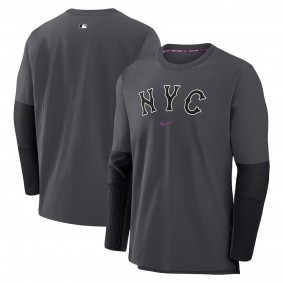 Men's New York Mets Charcoal 2024 City Connect Player Tri-Blend Performance Pullover Jacket