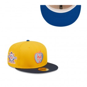 Men's New York Mets Gold Azure 25th Anniversary Undervisor 59FIFTY Fitted Hat