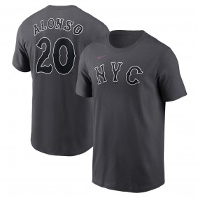 Men's New York Mets Pete Alonso Graphite 2024 City Connect Fuse Name & Number T-Shirt