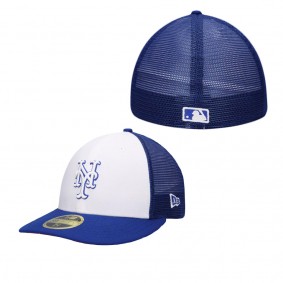 Men's New York Mets Royal White 2023 On-Field Batting Practice Low Profile 59FIFTY Fitted Hat