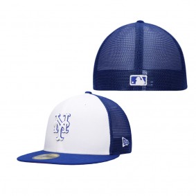 Men's New York Mets White Blue 2023 On-Field Batting Practice 59FIFTY Fitted Hat