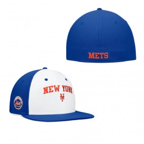 Men's New York Mets White Royal Iconic Color Blocked Fitted Hat