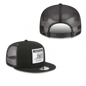 Men's New York Yankees Black Scratch Squared Trucker 9FIFTY Snapback Hat
