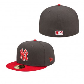 Men's New York Yankees Charcoal Red Two-Tone Color Pack 59FIFTY Fitted Hat