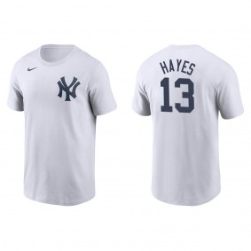 Men's New York Yankees Charlie Hayes White Name & Number T-Shirt