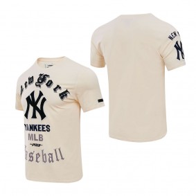 Men's New York Yankees Cream Cooperstown Collection Old English T-Shirt