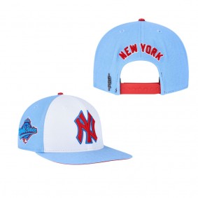 Men's New York Yankees Pro Standard White Light Blue Blue Raspberry Ice Cream Drip Snapback Hat