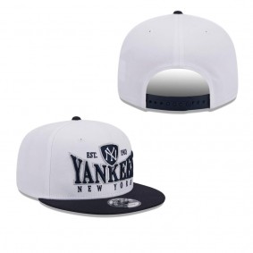 Men's New York Yankees White Navy Crest 9FIFTY Snapback Hat