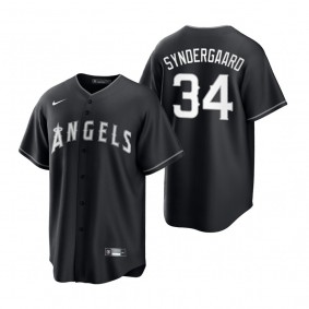 Los Angeles Angels Noah Syndergaard Nike Black White Replica Official Jersey