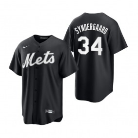 New York Mets Noah Syndergaard Nike Black White 2021 All Black Fashion Replica Jersey