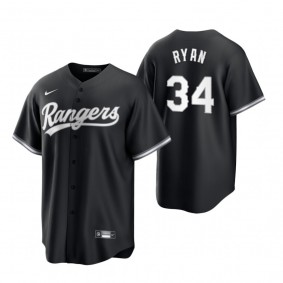 Texas Rangers Nolan Ryan Nike Black White 2021 All Black Fashion Replica Jersey