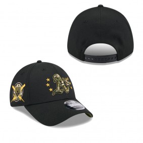 Men's Oakland Athletics Black 2024 Armed Forces Day 9FORTY Adjustable Hat