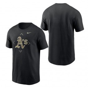 Men's Oakland Athletics Black Camo Logo T-Shirt