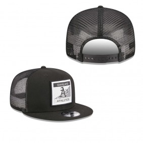 Men's Oakland Athletics Black Scratch Squared Trucker 9FIFTY Snapback Hat