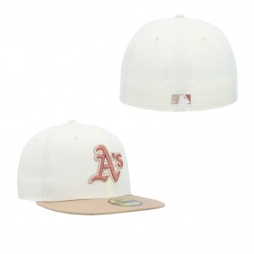 Men's Oakland Athletics Cream Chrome Camel Rust Undervisor 59FIFTY Fitted Hat