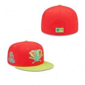 Men's Oakland Athletics Red Neon Green 40th Anniversary Lava Highlighter Combo 59FIFTY Fitted Hat