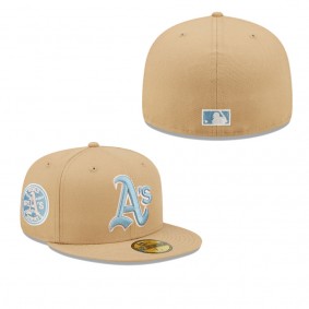 Men's Oakland Athletics Tan 1972 World Series Sky Blue Undervisor 59FIFTY Fitted Hat