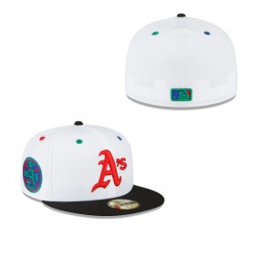 Men's Oakland Athletics White Black 1973 World Series Primary Eye 59FIFTY Fitted Hat