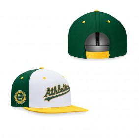 Men's Oakland Athletics White Gold Iconic Color Blocked Snapback Hat