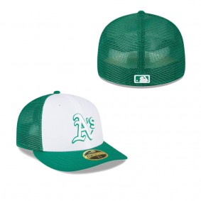 Men's Oakland Athletics White Green 2023 On-Field Batting Practice Low Profile 59FIFTY Fitted Hat